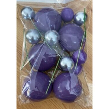 Topo de Bolo Bolas roxo e prata