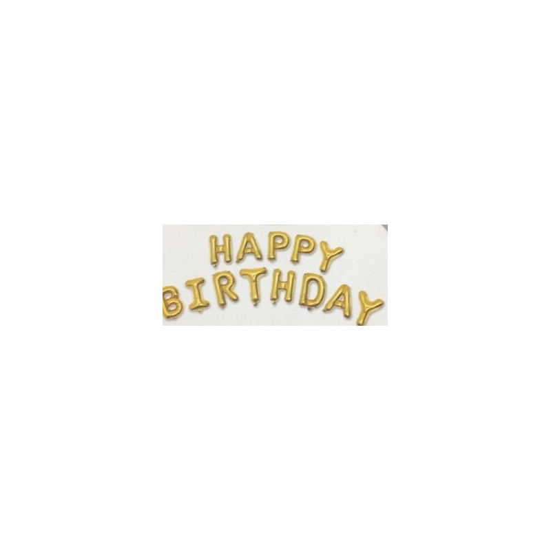 Balões foil Happy Birthday ouro 40cm/letra