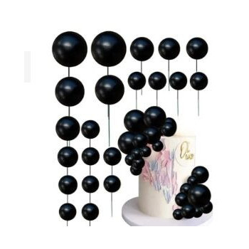 Topo de bolo 20 bolas pretas