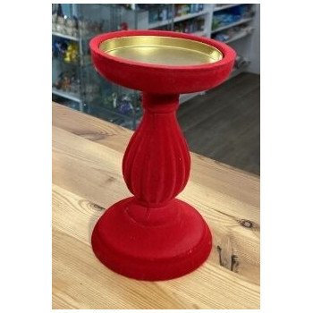 Castiçal barroco vermelho veludo 10,8x17,2cm