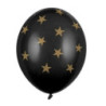 6 balões latex pretos estrelas douradas 30cm