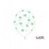 6 Balões Latex Transparentes com Corações Menta