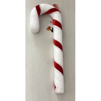 Bengala de açucar, veludo branco e vermelho 52cm