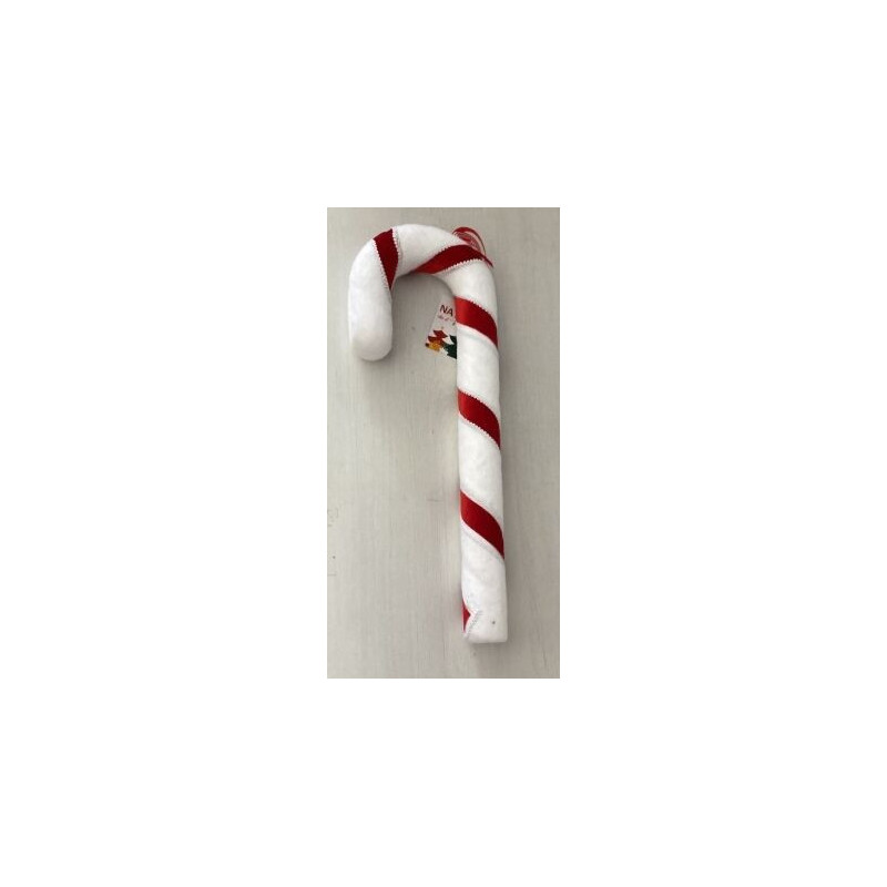 Bengala de açucar, veludo branco e vermelho 52cm