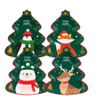 6 pratos árvore de Natal em papel 27,5x24cm