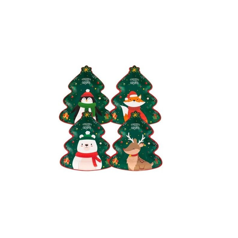 6 pratos árvore de Natal em papel 27,5x24cm