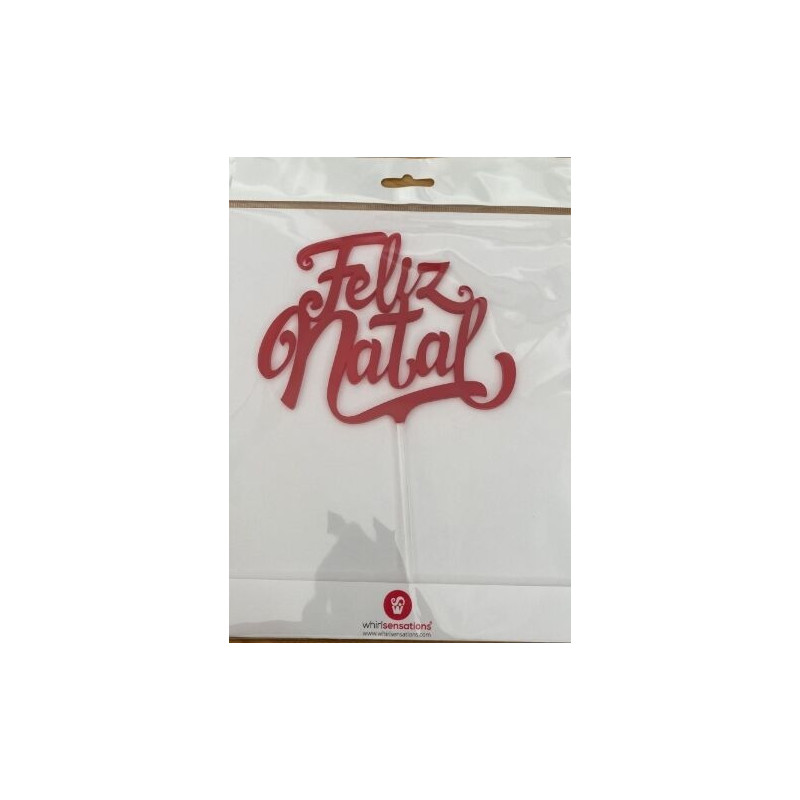 Topo de Bolo Acrilico Feliz Natal vermelho