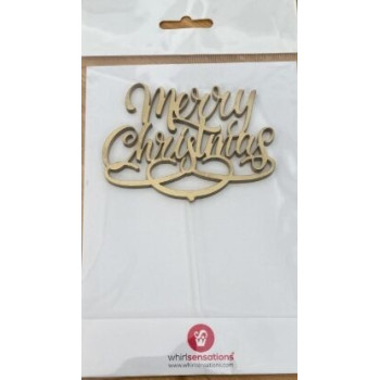 Topo de Bolo Acrilico Merry Christmas ouro