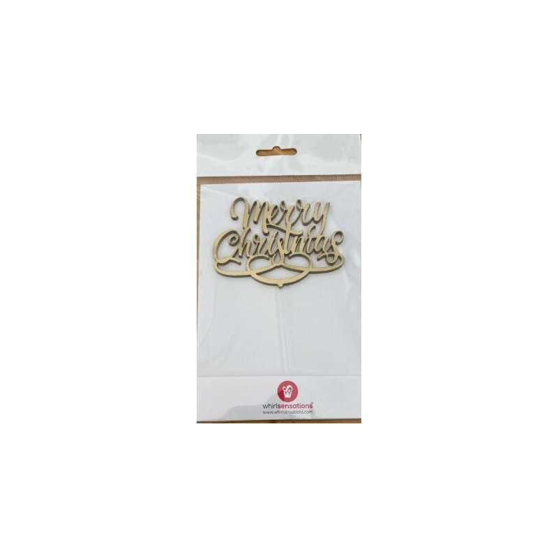 Topo de Bolo Acrilico Merry Christmas ouro
