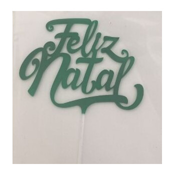 Topo de Bolo Acrilico Feliz Natal verde