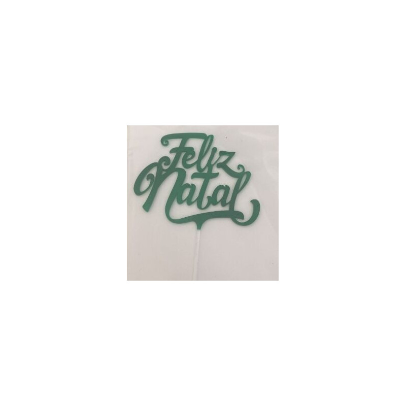 Topo de Bolo Acrilico Feliz Natal verde