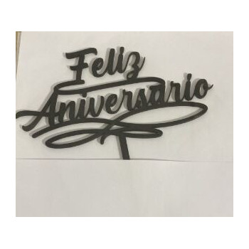 Topo de bolo Feliz Aniversário 15cm preto