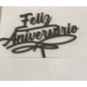 Topo de bolo Feliz Aniversário 15cm preto