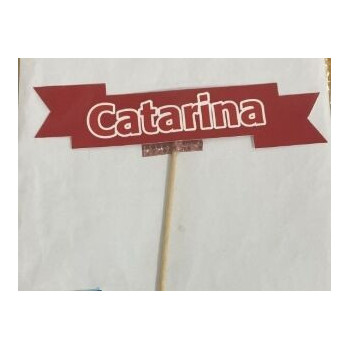 Topo de bolo Catarina vermelho