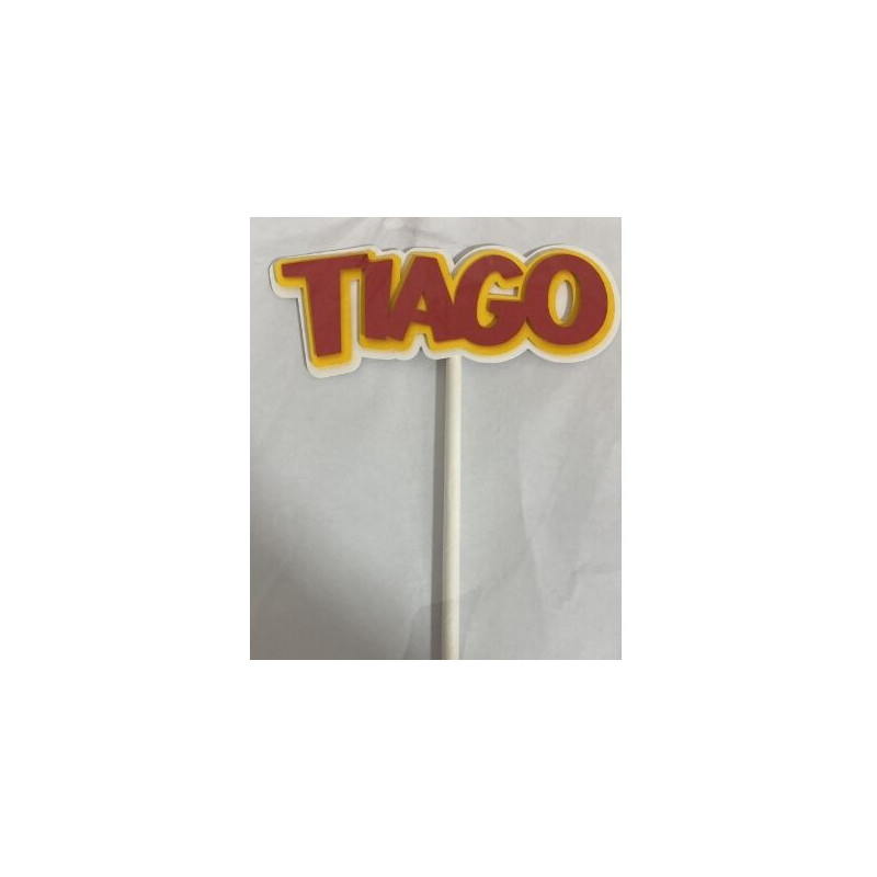 Topo de bolo Tiago vermelho
