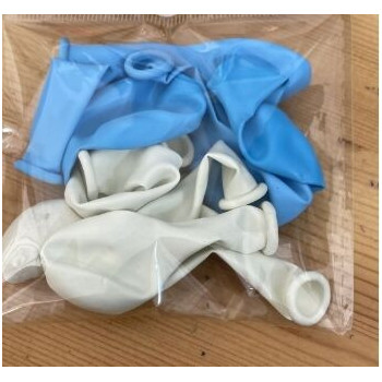 10 balões latex 5" azul e branco