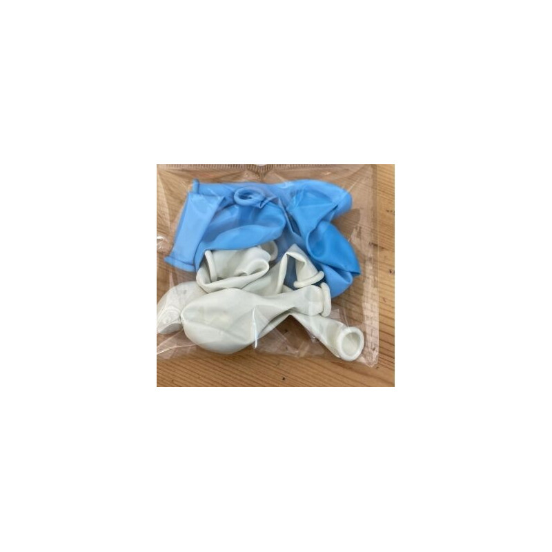 10 balões latex 5" azul e branco