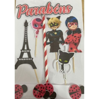 Topo de Bolo Lady Bug