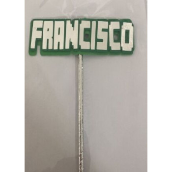 Topo de bolo Francisco verde e prata