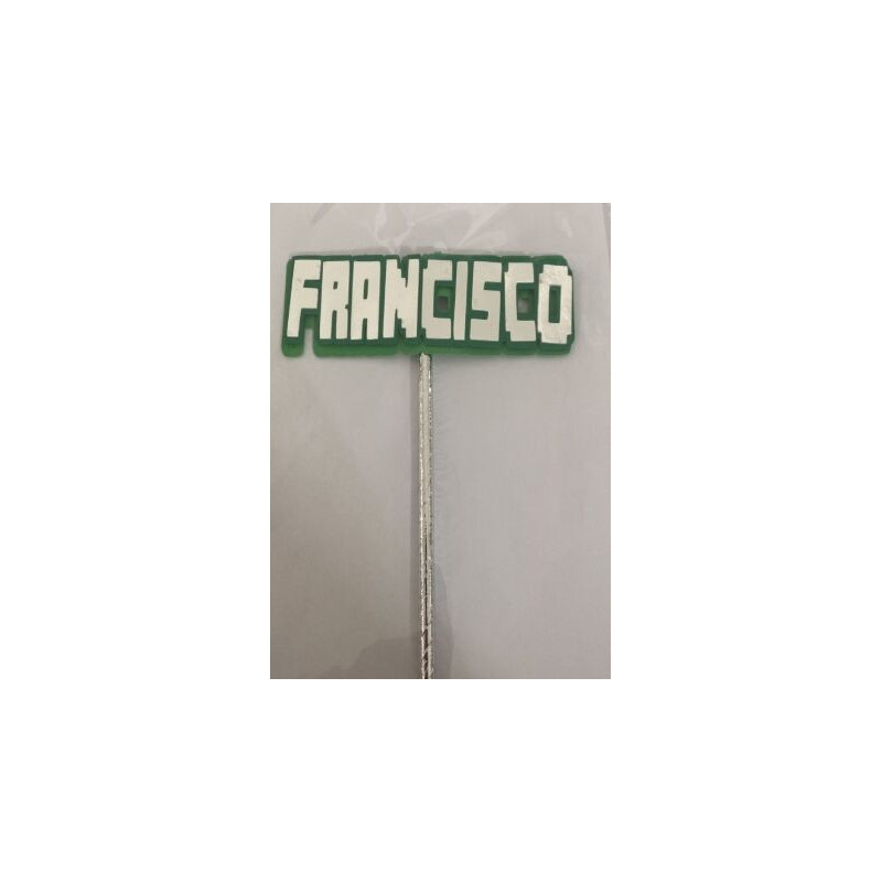 Topo de bolo Francisco verde e prata