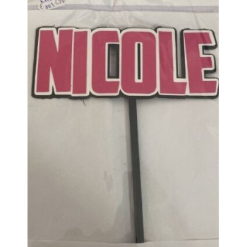 Topo de bolo Nicole preto, branco e rosa