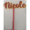 Topo de bolo Nicole amarelo e vermelho