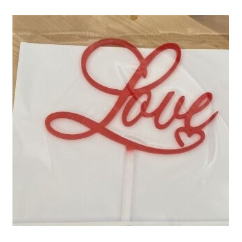 Topo de bolo acrílico Love vermelho