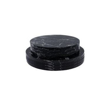 Base alta redonda marmoreada preta 25x1cm