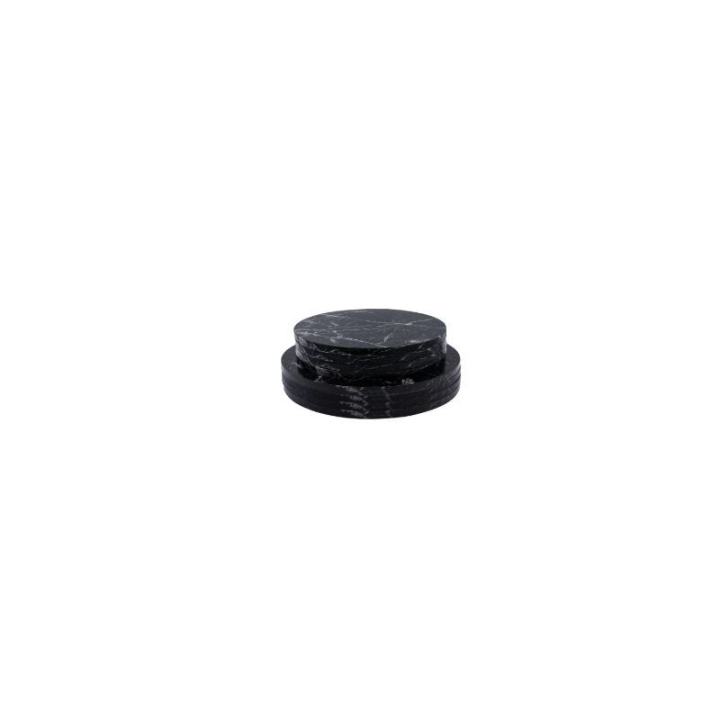 Base alta redonda marmoreada preta 25x1cm