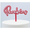 Topper acrílico Parabéns vermelho e branco