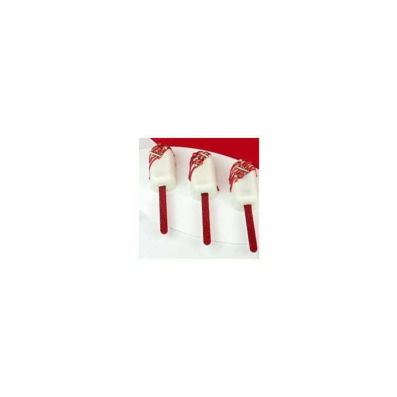 Popsicles sticks glitter vermelho 12 unidades