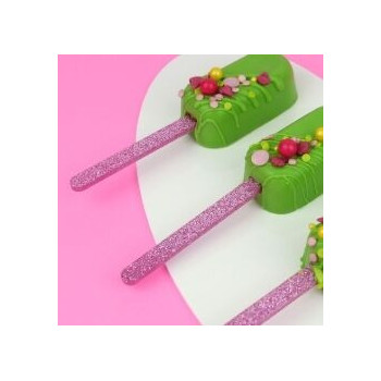 Popsicles sticks glitter rosa 12 unidades