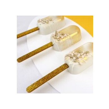 Popsicles sticks glitter ouro 12 unidades