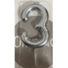 Vela 9cm prata nº3