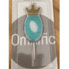 Vela 6cm azul com coroa ouro Nº 0