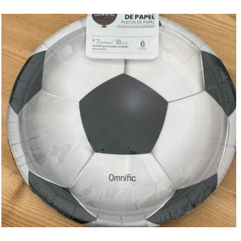 6 pratos de papel Futebol