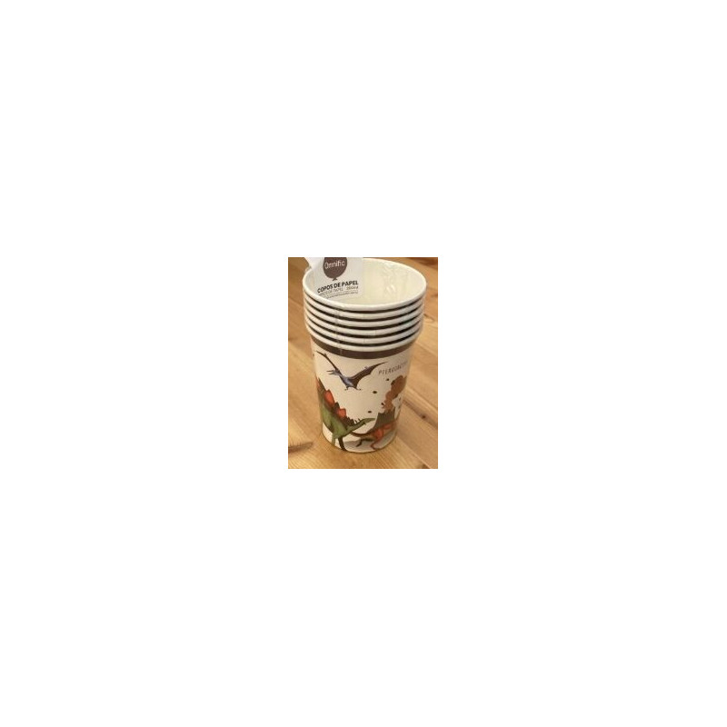 6 copos de papel 250ml Dinossauros