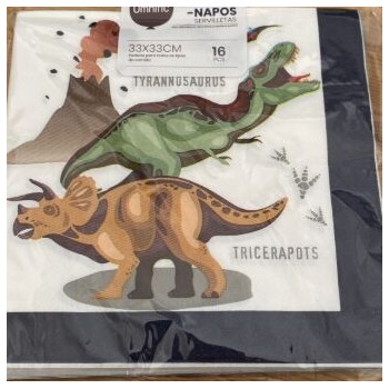 16 guardanapos 33x33cm Dinossauros