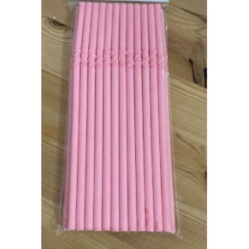 25 palhinhas de papel 19,5cm rosa