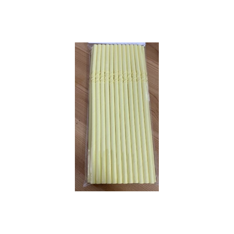 25 palhinhas de papel amarelo pastel