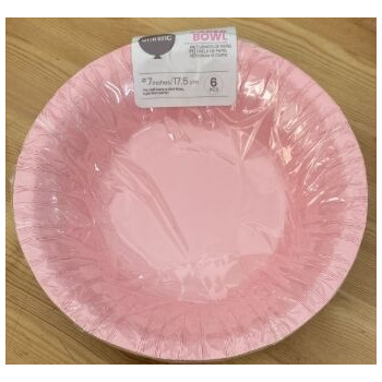 Tigela de papel 18cm 6 unid. rosa