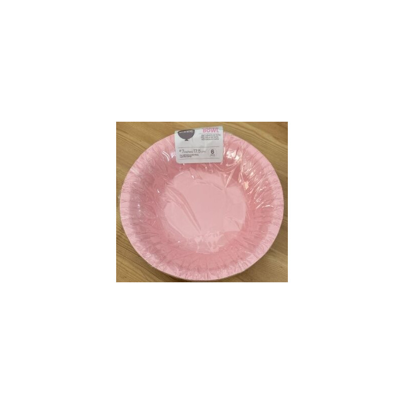 Tigela de papel 18cm 6 unid. rosa