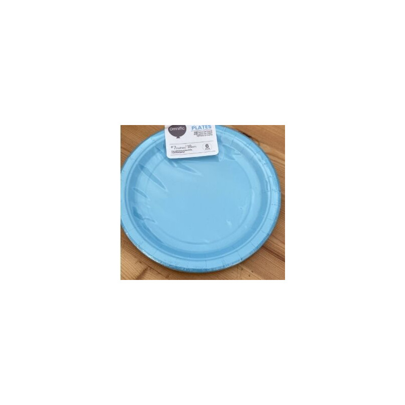 6 Pratos de papel 18cm azul claro