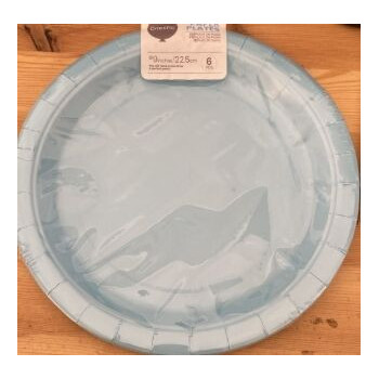 6 Pratos de papel 23cm azul claro