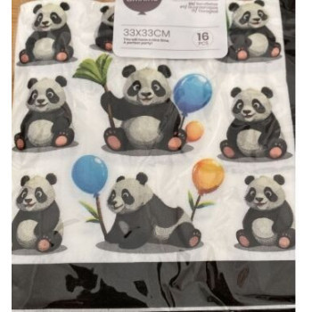 16 guardanapos de papel 33x33cm Panda