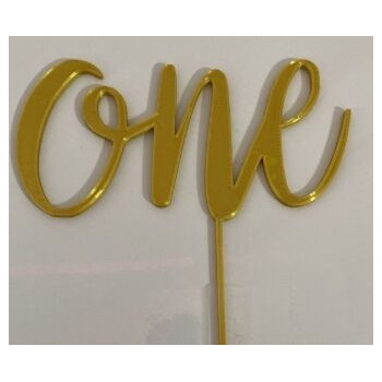 Topo de Bolo One dourado 12cm