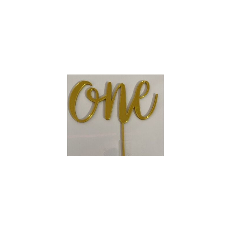 Topo de Bolo One dourado 12cm