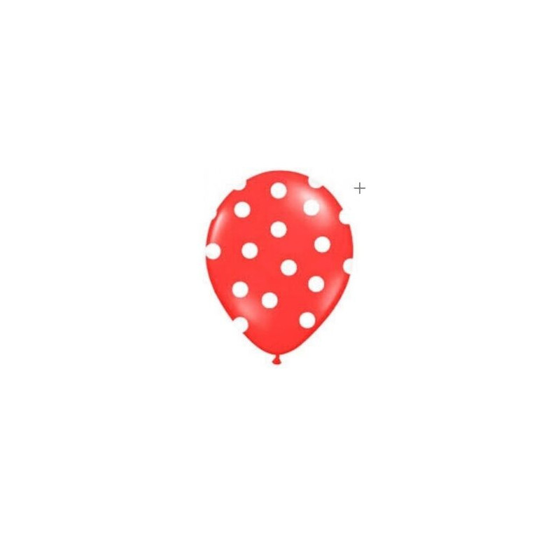 8 balões de latex Balloonia, vermelho bolas brancas 12"