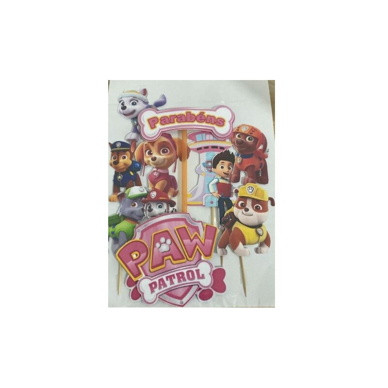 Topo de bolo Patrulha Pata rosa