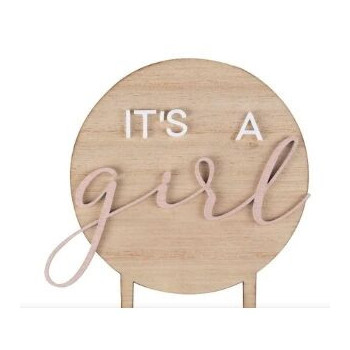 Cake topper - Wooden it´s a Girl